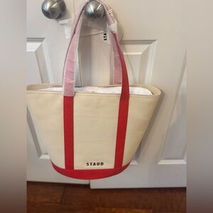 Staud Cream and Red Women's Tote Bag “ Allora”